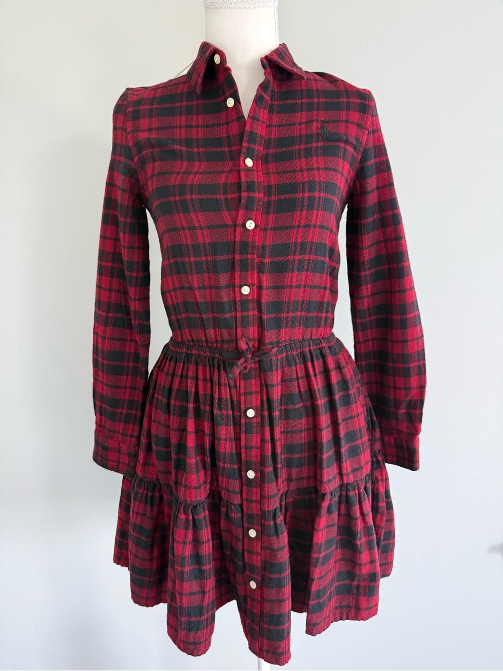 Polo by Ralph Lauren Red and Black Plaid Button-Front Dress